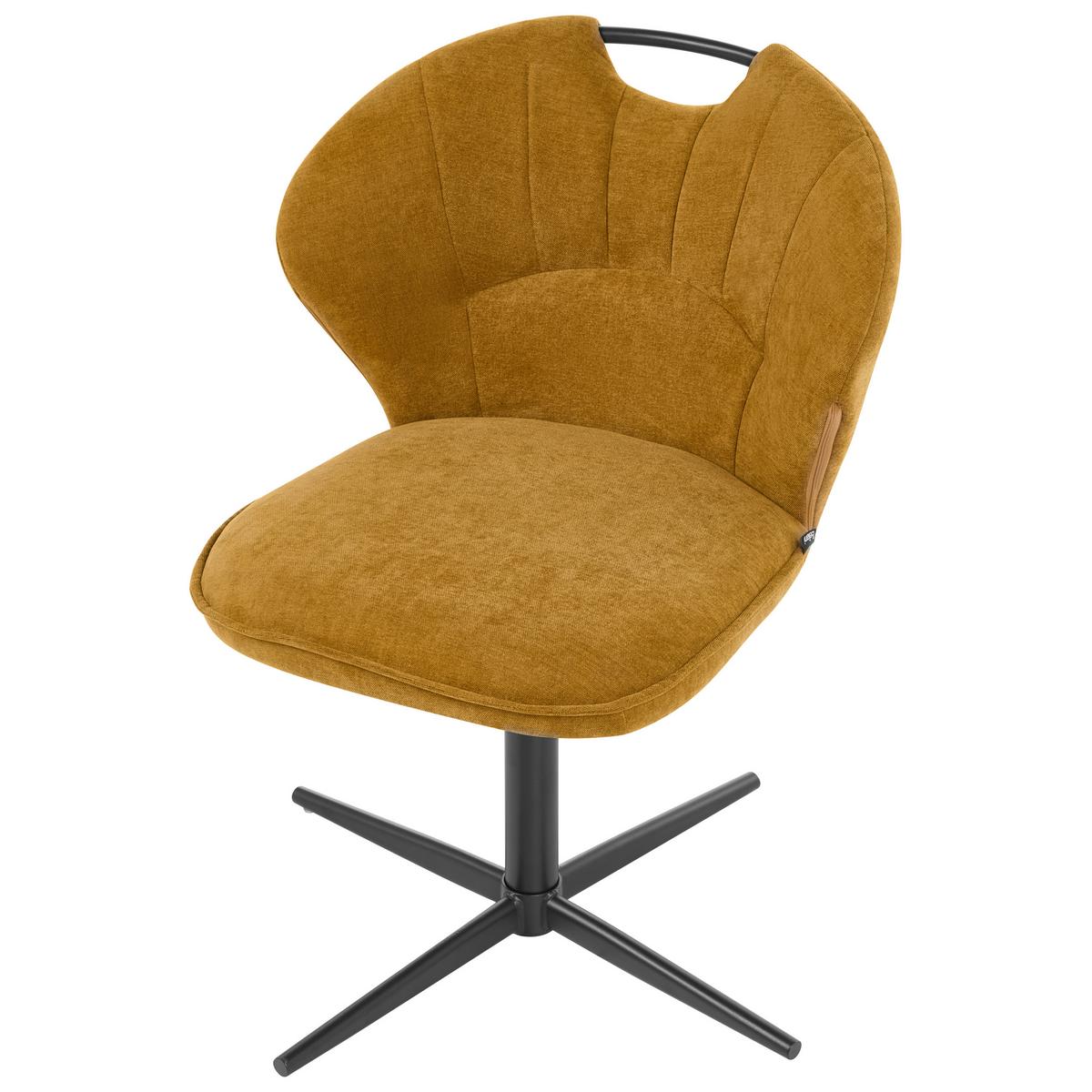 STUHL 2er-Set drehbar Chenillegewebe Senfgelb Worcester - Gelb, Textil/Metall (48/80/65cm) - Beliani