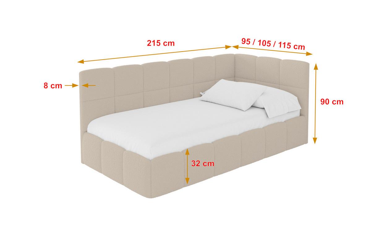 EINZELBETT Jugendbett mit Bettkasten Links, ohne Matratze - LIVY 100x200 Dunkelbeige - Mokka, Holzwerkstoff/Textil (100/200cm) - ALTDECOR