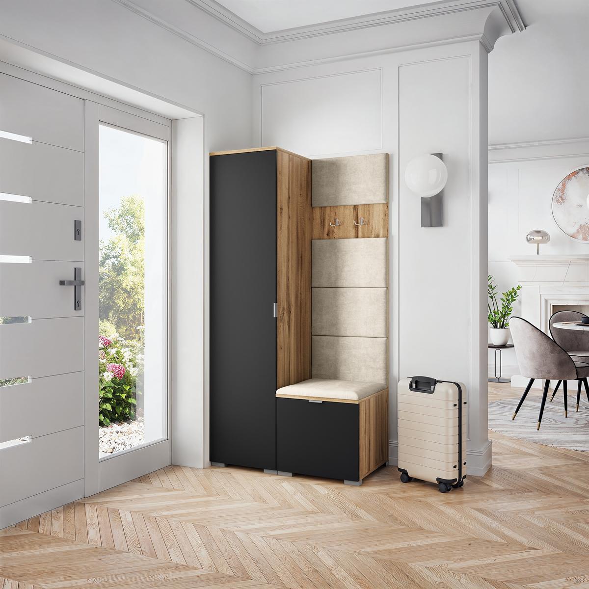 GARDEROBENSCHRANK LORI 95/181/51 cm Modern Eiche Wotan - Beige/Eiche Wotan, Holzwerkstoff (95/181/51cm) - MASSENO