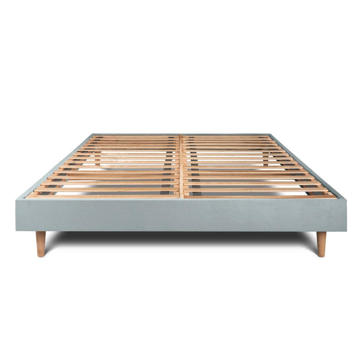 LATTENROST – Samtstoff – Bausatz zur Selbstmontage - 180x200 cm - Beige/Blaugrau, Karton/Holz (180/200cm) - Sommeil de Plomb