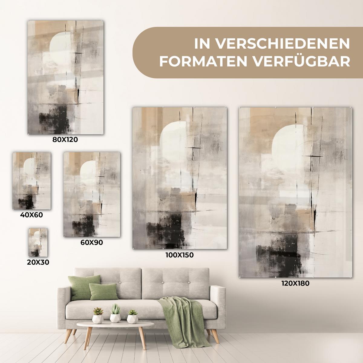 ACRYLGLASBILD Abstrakt - Kunst - Grau 80x120 cm - Hellgrau, Glas (80/120cm) - MuchoWow