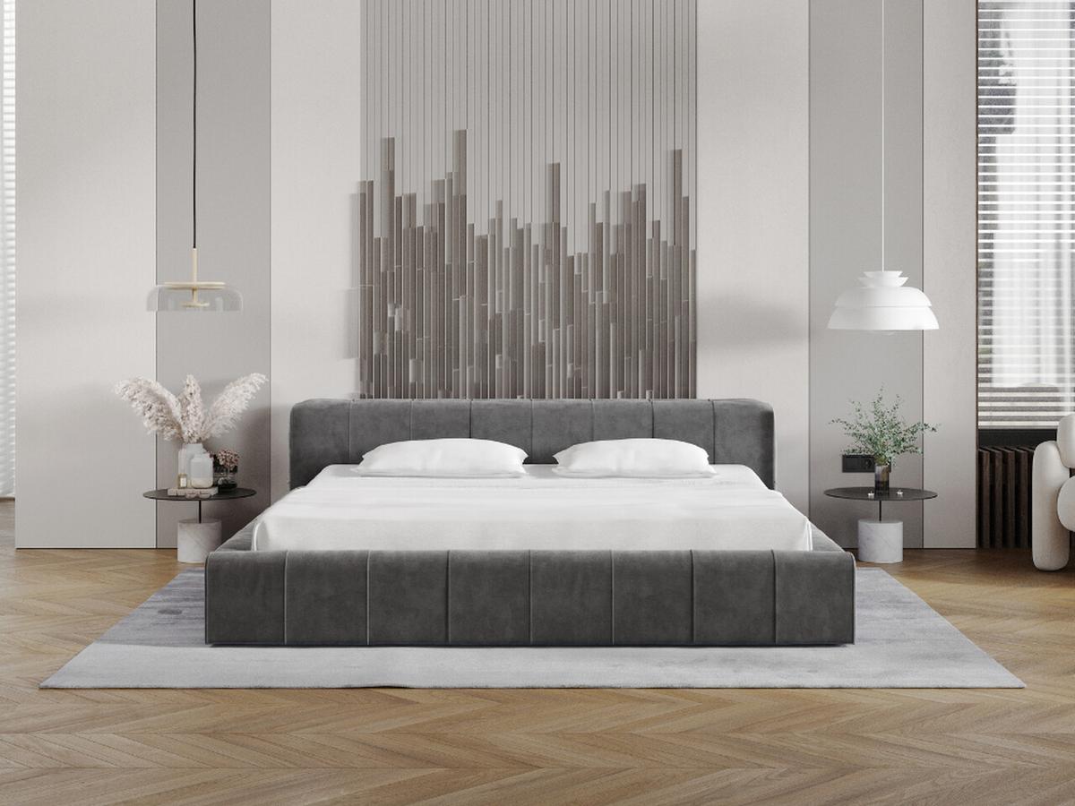 POLSTERBETT Lipari 140x200 Dunkelgrau - Dunkelgrau/Naturfarben, Holz/Textil (140/200cm) - Graingold