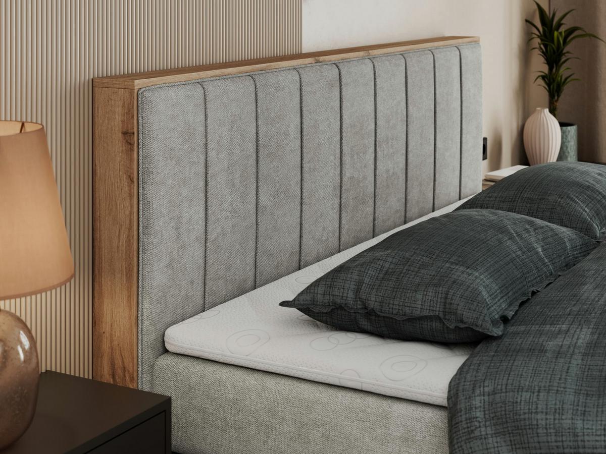 BOXSPRINGBETT BELLISSIMO KING 200/200 Hellgrau Struktur - H4 - Hellgrau, Holz/Textil (200/200cm) - MKS