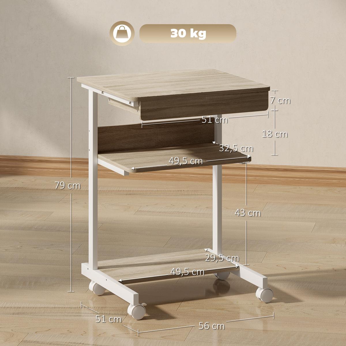 SCHREIBTISCH Spanplatte Metall Eiche - Eichefarben/Weiß, Holzwerkstoff/Metall (56/51/79cm) - HOMCOM
