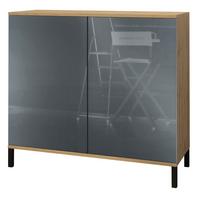 KOMMODE Skadu Grau Hochglanz - Grau, Holzwerkstoff (92.5/83.5/35cm) - Vladon