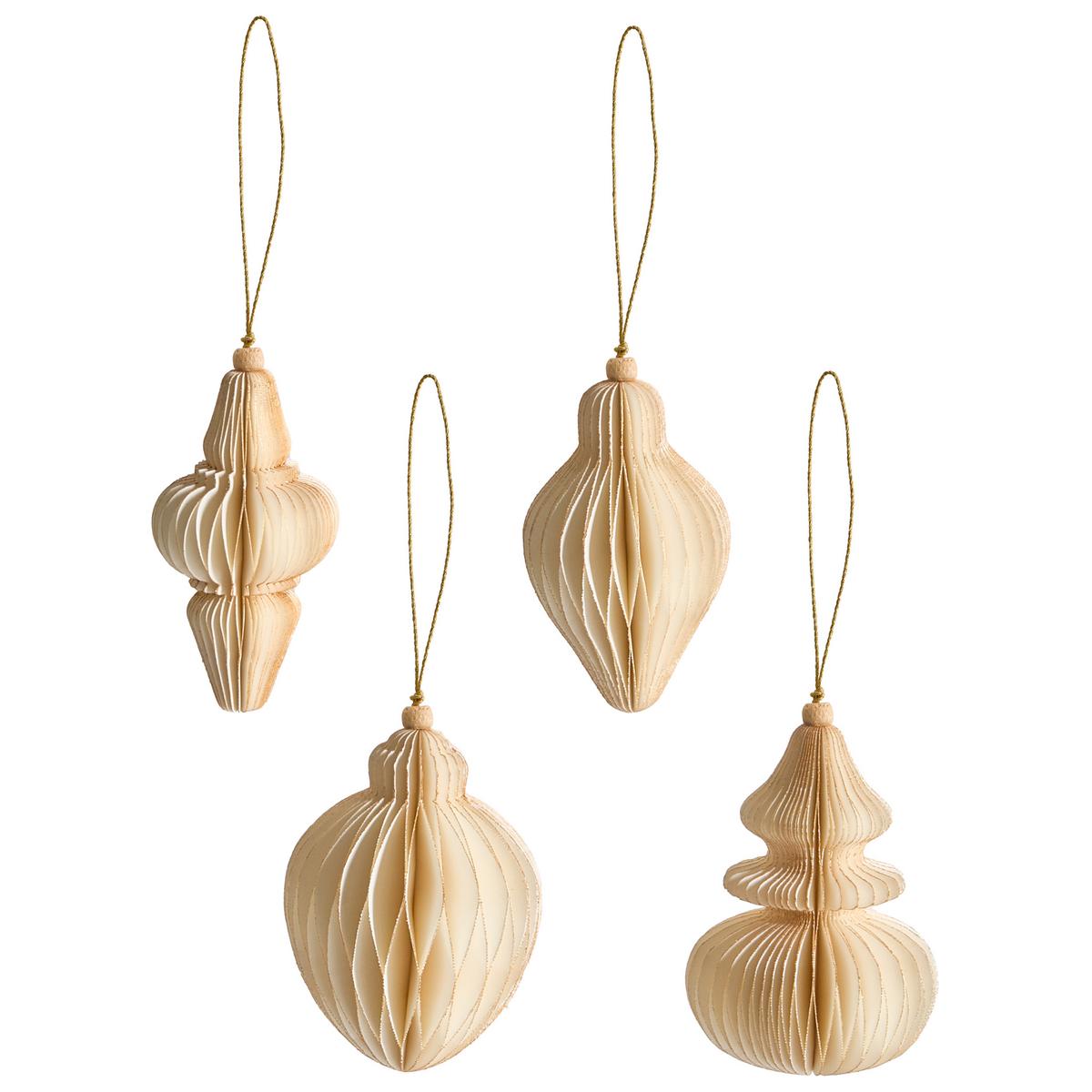 WEIHNACHTSBAUMSCHMUCK 20er Set Papier Beige Altaelva - Beige, Papier (8/10/8cm) - Beliani