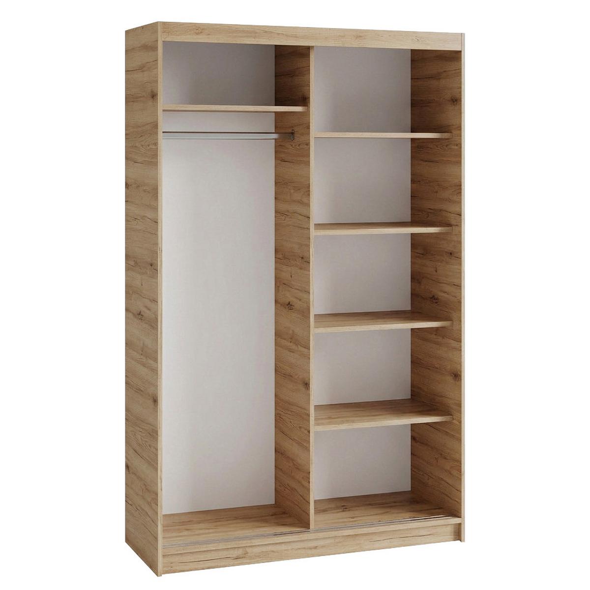 SCHWEBETÜRENSCHRANK Donatello mit 2 Türen. 120 cm, eiche Artisan+Schwarz - Schwarz/Eiche Artisan, Holzwerkstoff (120/205/60cm) - Beautysofa