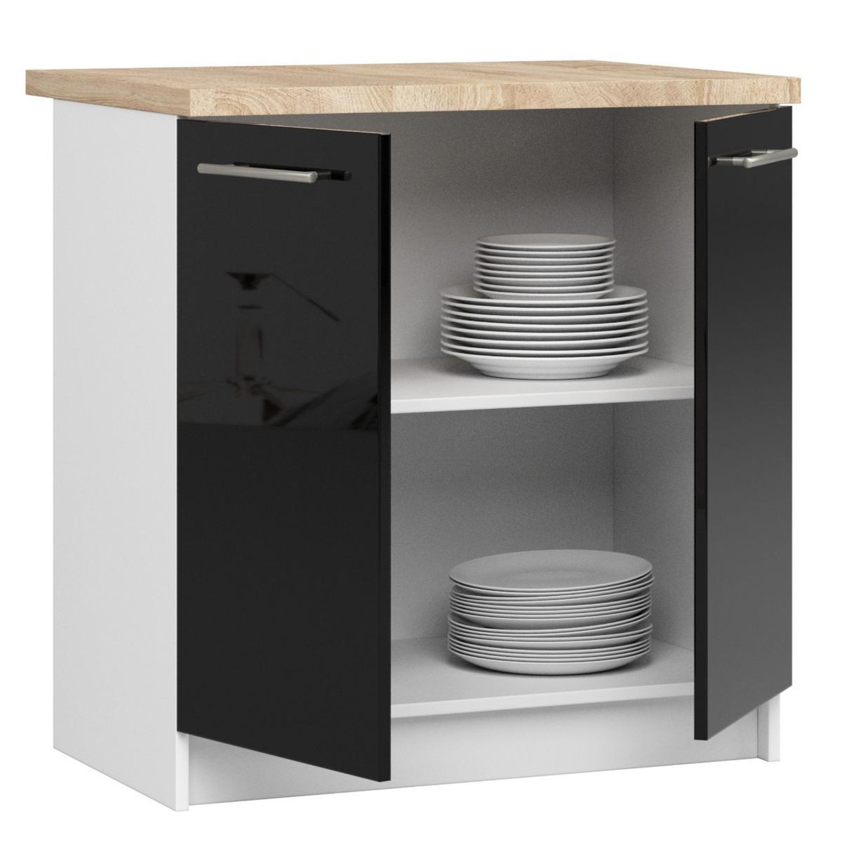 UNTERSCHRANK Weiß, Schwarz Glanz 85/80/46 - Schwarz Hochglanz/Weiß, Holzwerkstoff (80/85/46cm) - RAUMHIRSCH FURNITURE