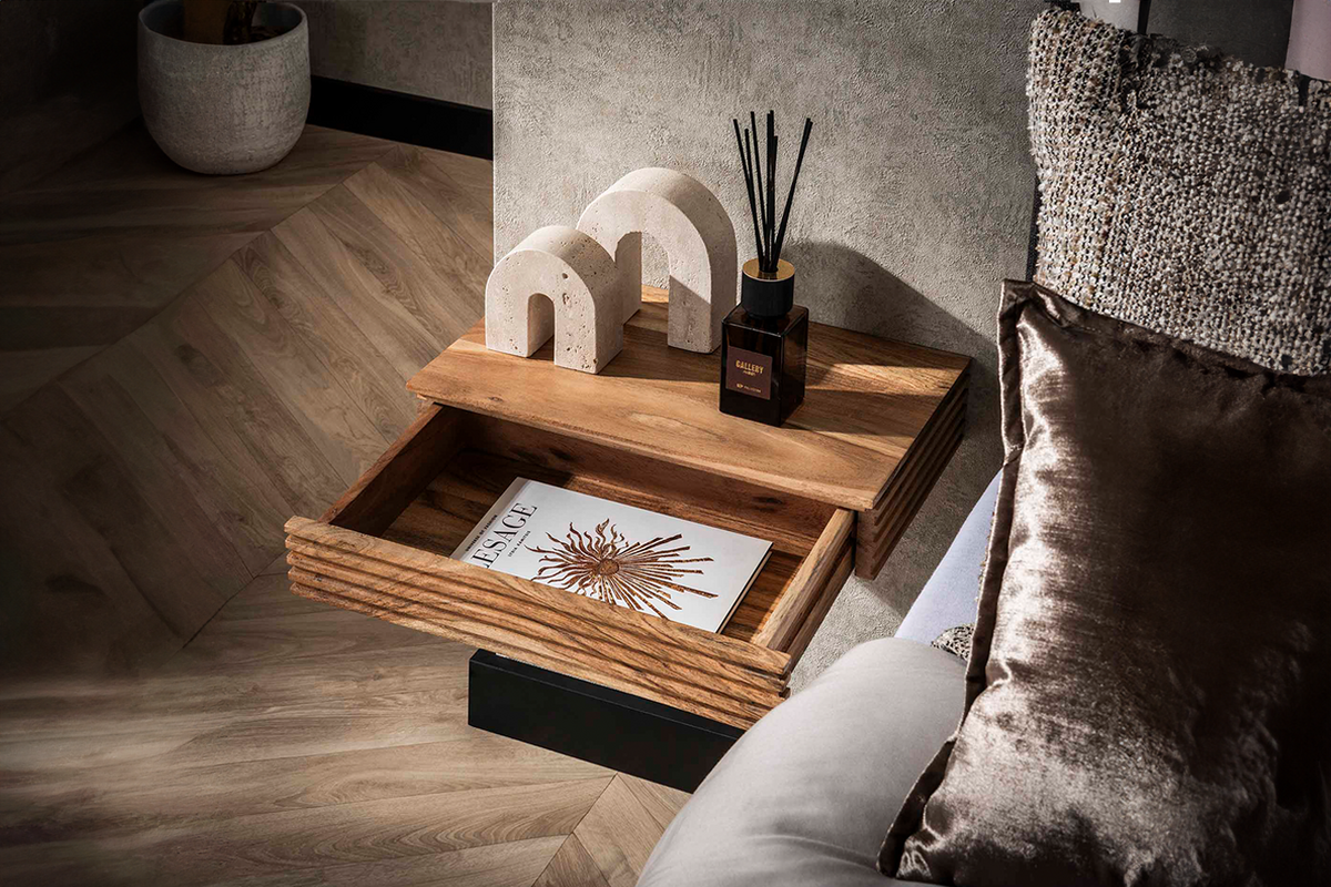 NACHTTISCH FIRU 2ER SET Holz Akazie - Zwetschgeholzfarben, Holz (40/8/25cm) - KAWOLA