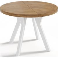 ESSTISCH Twixy runder ausziehbarer, Wotan Eiche 90-170/90/76 cm - Eiche Wotan/Weiß, Holz/Holzwerkstoff (90/170/76cm) - WFL GROUP