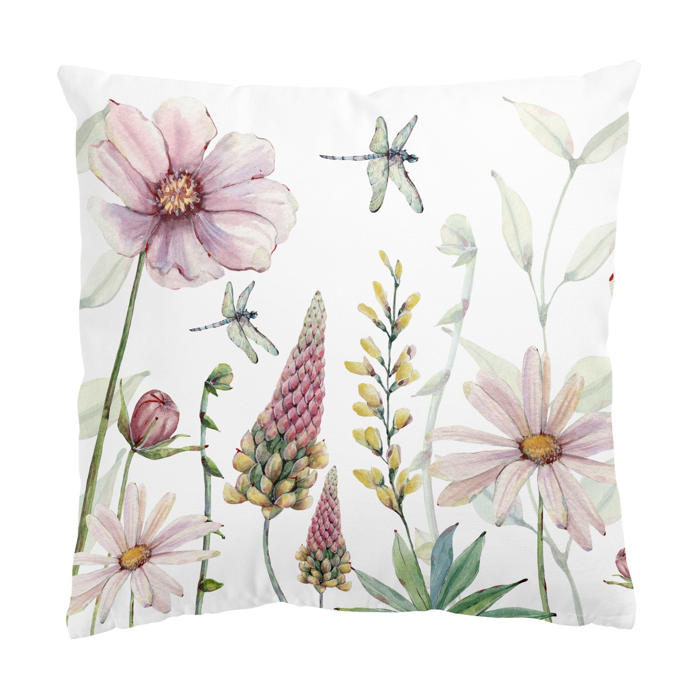 DEKOKISSEN Libellen im Blumenrausch 50/50 cm - Rosa, Textil (50/50/10cm) - Bilderwelten