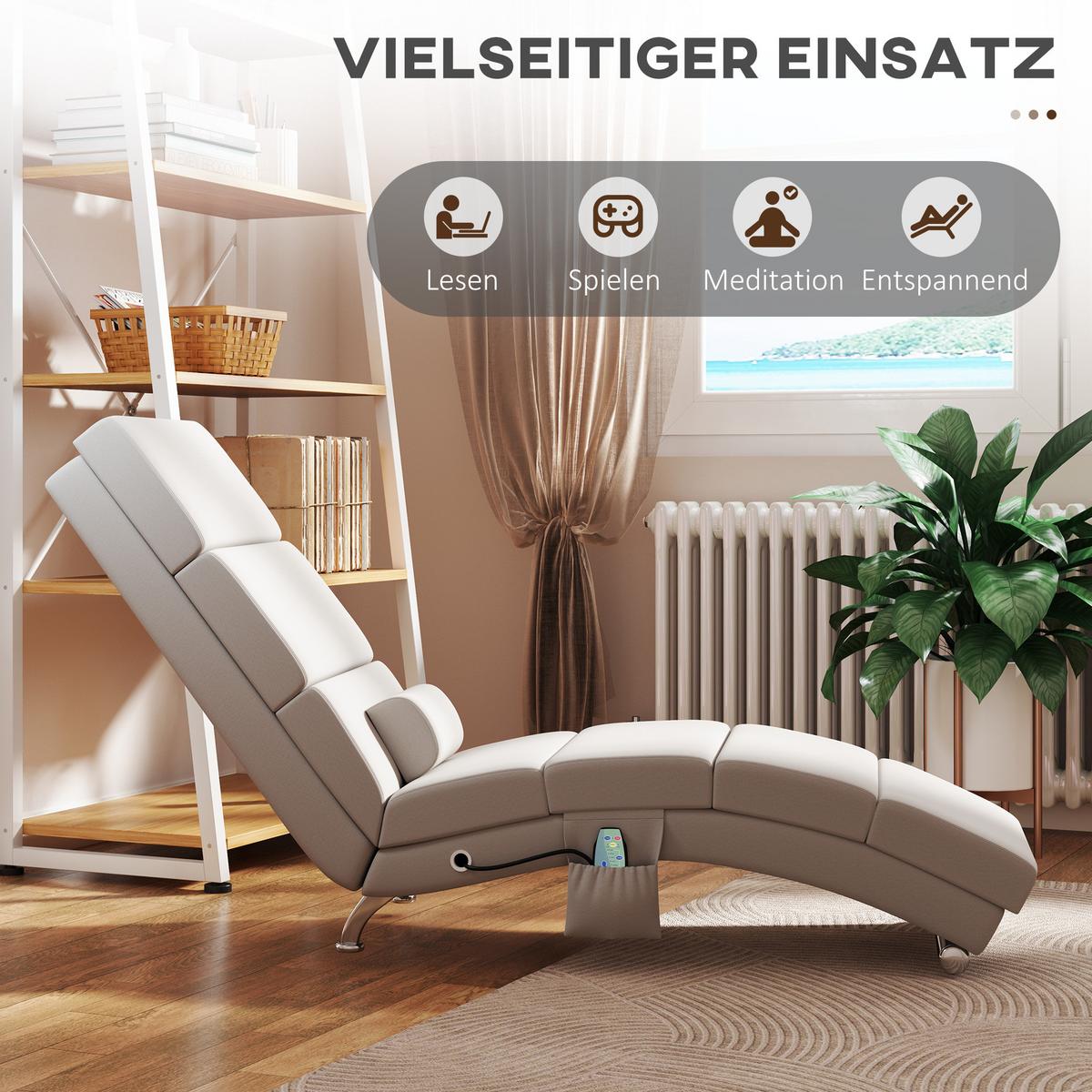 MASSAGESESSEL Polyester Stahl Cremeweiß - Chromfarben/Creme, Textil/Metall (168/84/56cm) - HOMCOM