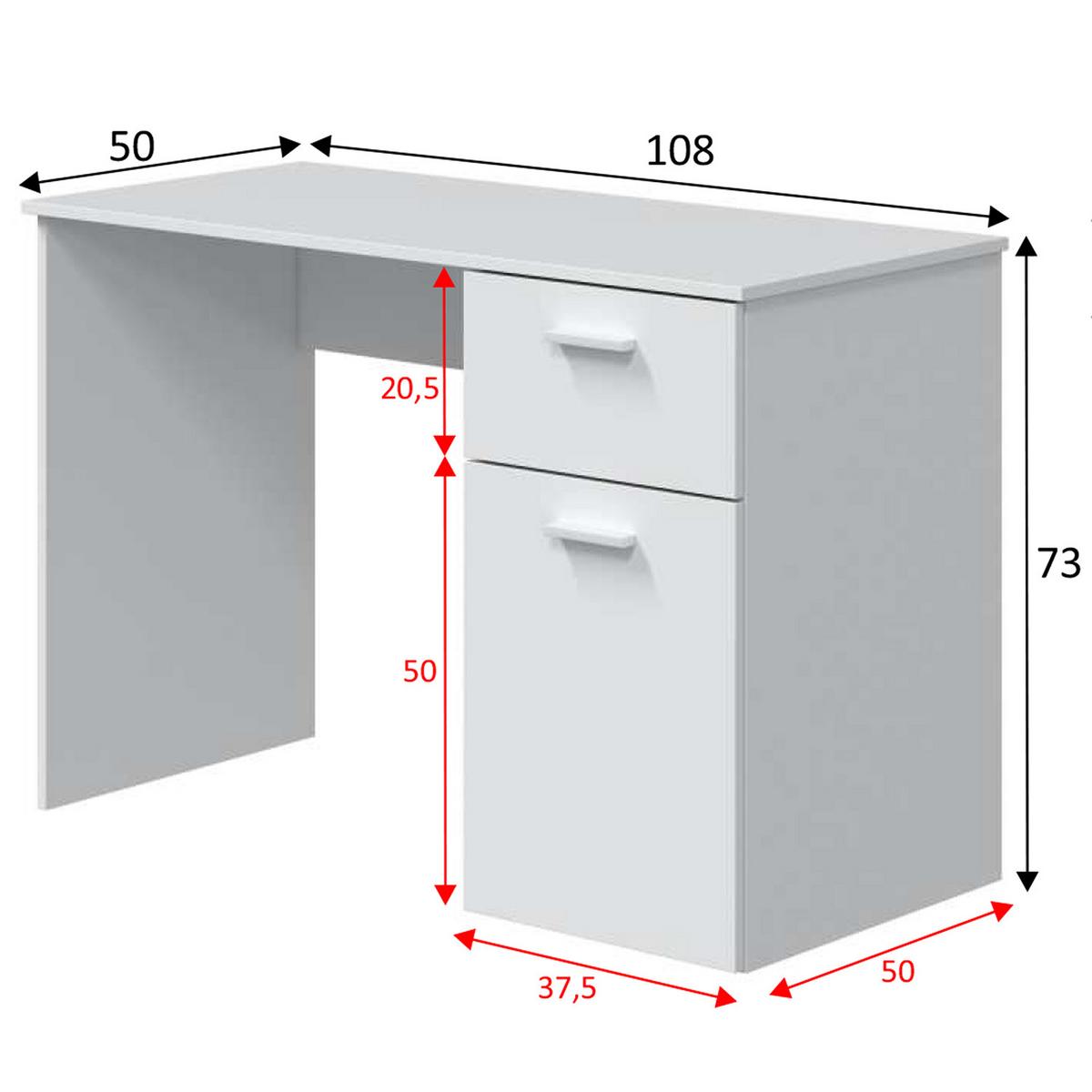 SCHREIBTISCH 108/50/73 Huelva weiß - Weiß, Holzwerkstoff (50/108/73cm) - VS Venta-stock
