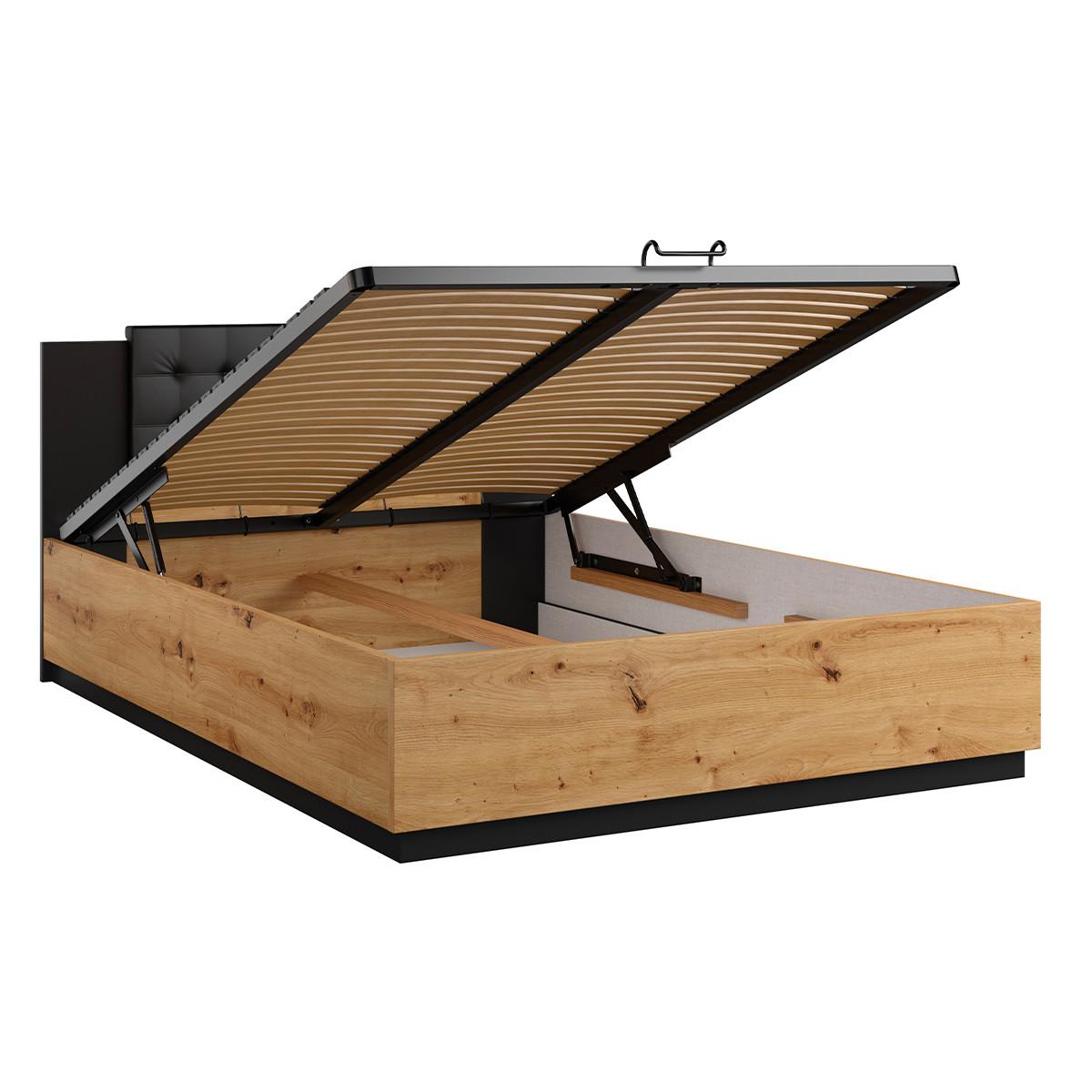 BOXBETT 140/200 Alec Holz und Schwarz - Schwarz, Holzwerkstoff (140/200cm) - Petits-meubles