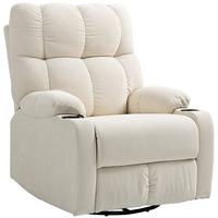 RELAXSESSEL Drehbar Fernsehsessel mit Liegefunktion, Schaukelfunktion Beige - Beige/Schwarz, Textil/Metall (96/108/88cm) - HOMCOM