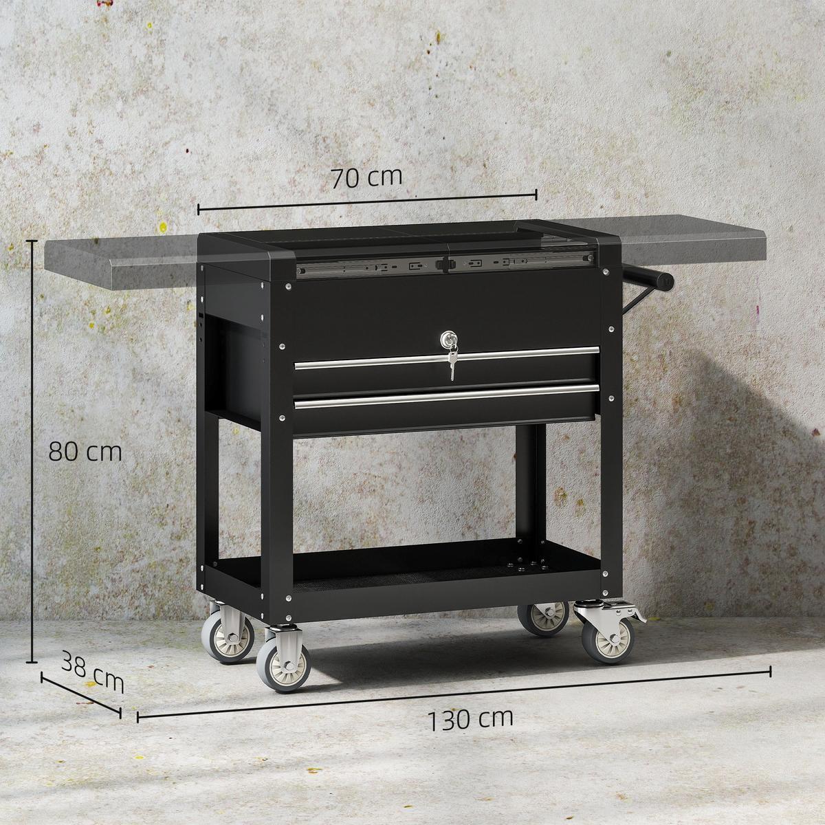 WERKSTATTWAGEN Stahl Schwarz - Schwarz, Metall (38/80/130cm) - HOMCOM