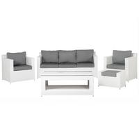 LOUNGE-SET 6-Sitzer weiß Roma - Weiß, Kunststoff - Beliani