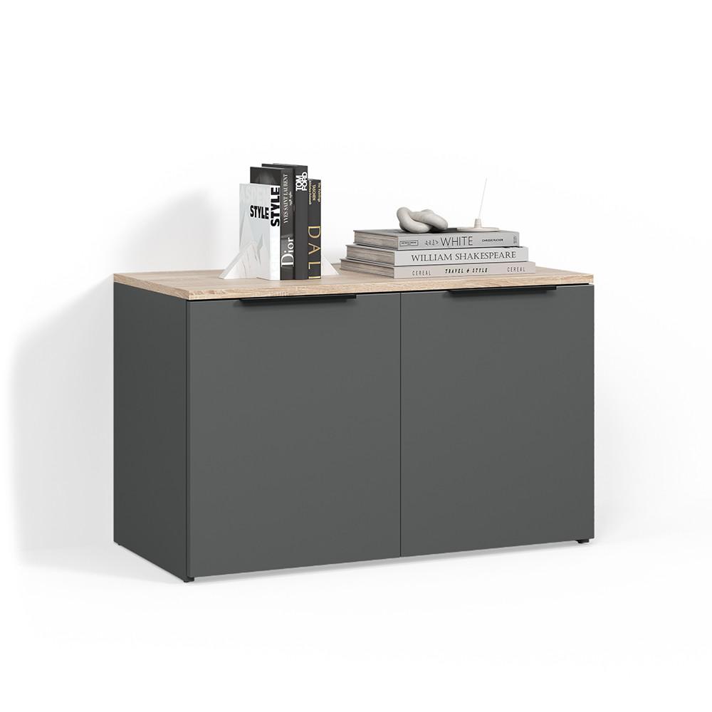 KOMMODE Piave Anthrazit mit 2 Türen - Anthrazit, Holzwerkstoff (80/50/40cm) - Livinity®