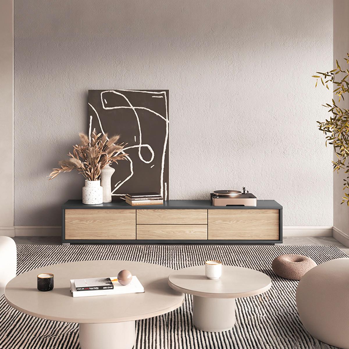 TV-MÖBEL Idra Holz und Grau - Grau, Holzwerkstoff (180/32/36cm) - Petits-meubles