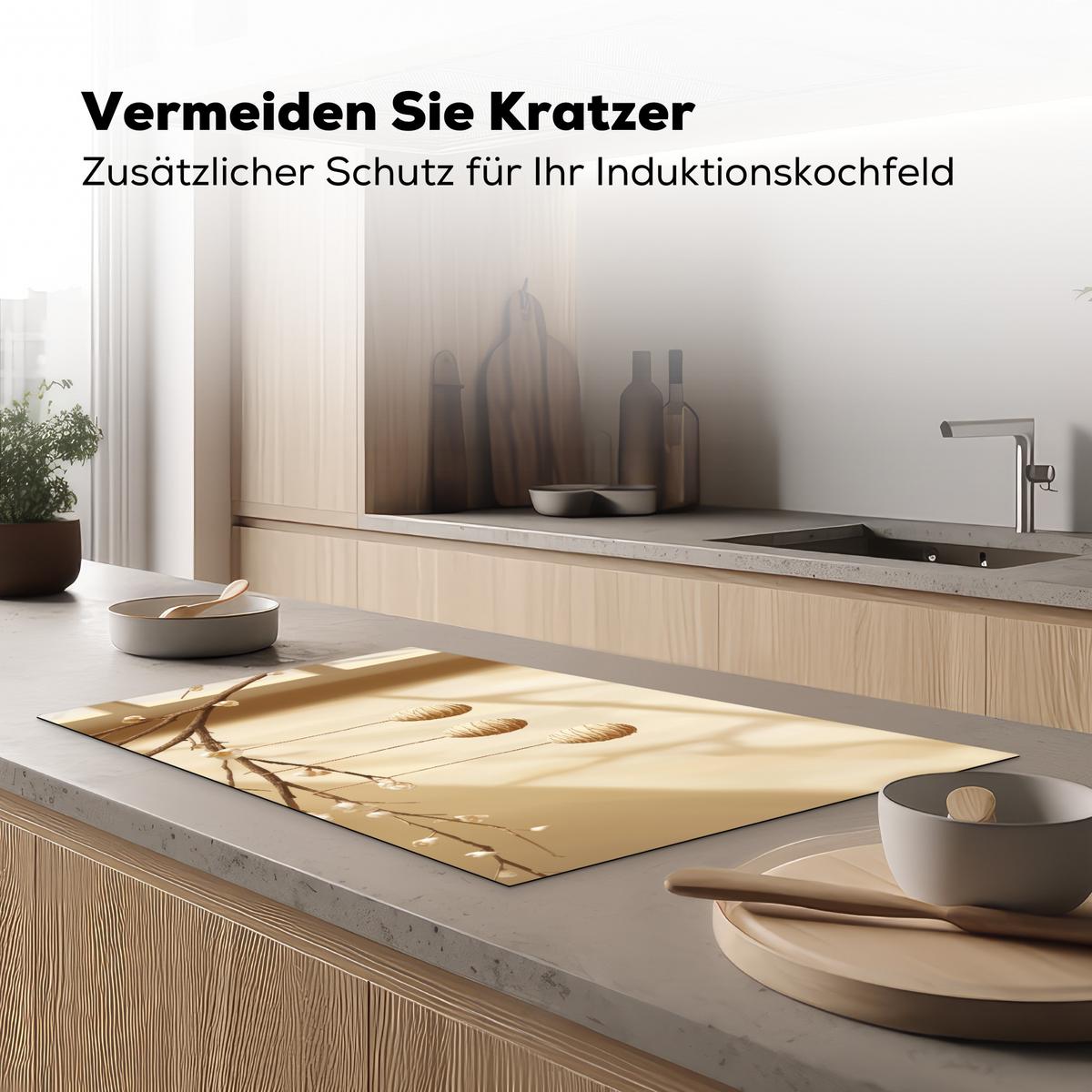 HERDABDECKPLATTE Beige - Osterkuchen - Eier Ceranfeldabdeckung 85x52 cm - Beige, Kunststoff (85/52/0.2cm) - MuchoWow