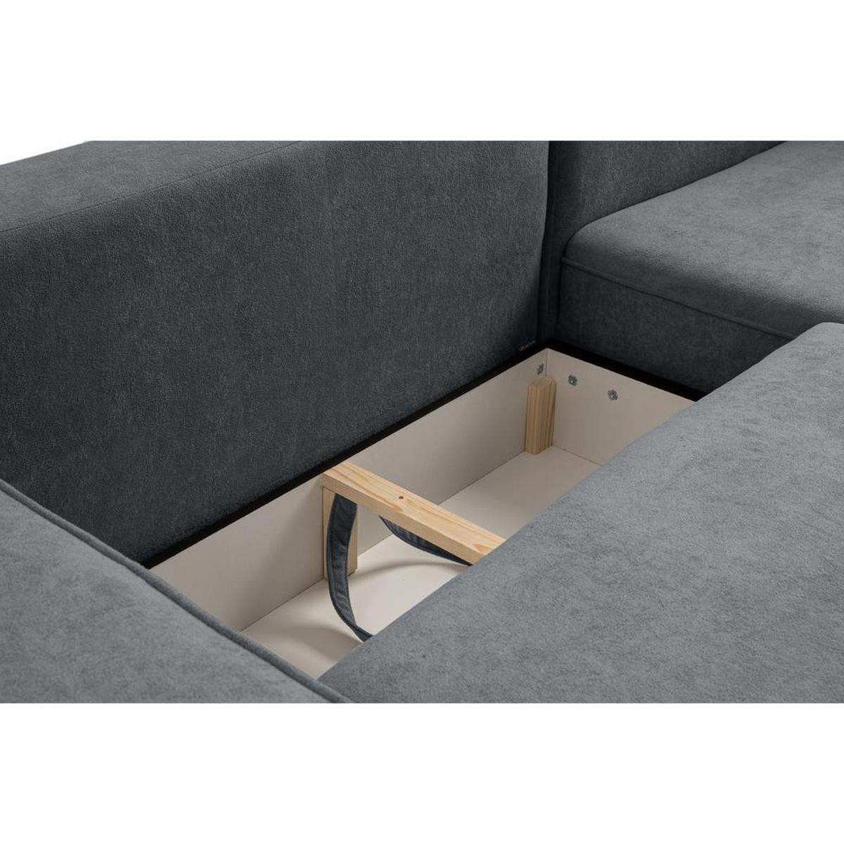 ECKSCHLAFSOFA Torre grau velours links - Grau, Textil (258/171cm) - Beautysofa