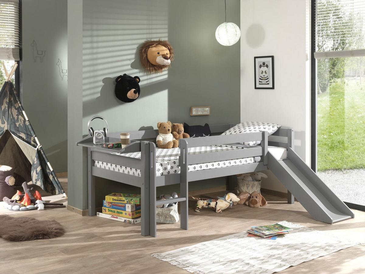 KOJENBETT mit Rutsche Karolina 208x83x175 aus Massivholz in Grau - Grau, Holz (90/200cm) - 58aufmkessel
