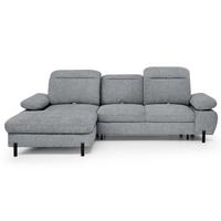 ECKSCHLAFSOFA Sora Mini mit verstellbaren Kopfstützen und Schlaffunktion, Chenille-Stoff, Grau, Links - Schwarz/Grau, Textil (285/190cm) - Beautysofa