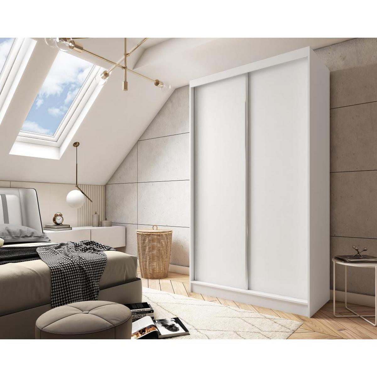 SCHWEBETÜRENSCHRANK Mario II 120/216/61 weiß mit Schubladen - Weiß, Holzwerkstoff (120/216/61cm) - Beautysofa