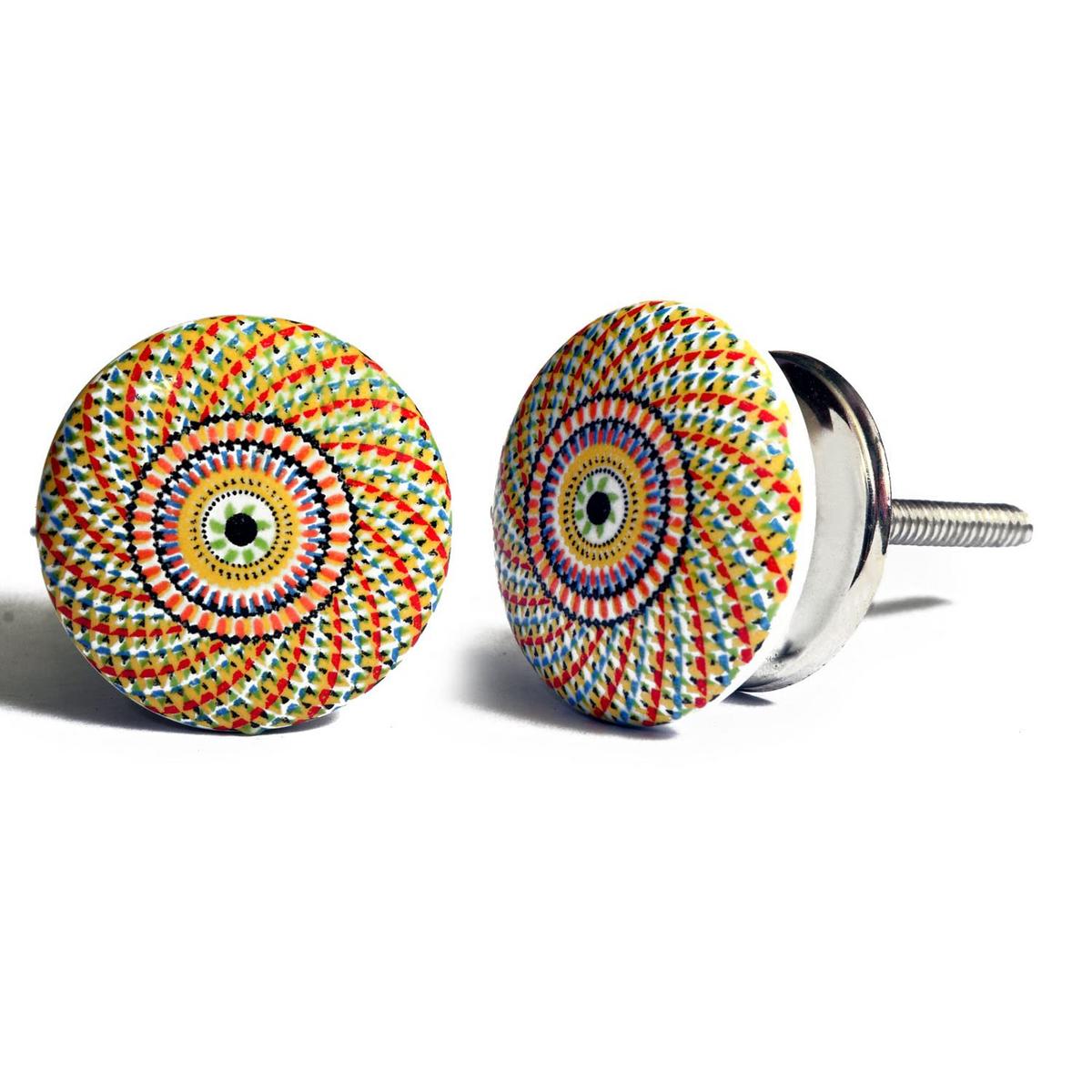 KERAMIKKNÖPFEN Set mit 10 mit verschiedenen floralen Vintage-Motiven 40 mm Durchmesser. - Beige, Keramik (4/4/6.9cm) - Nacnic
