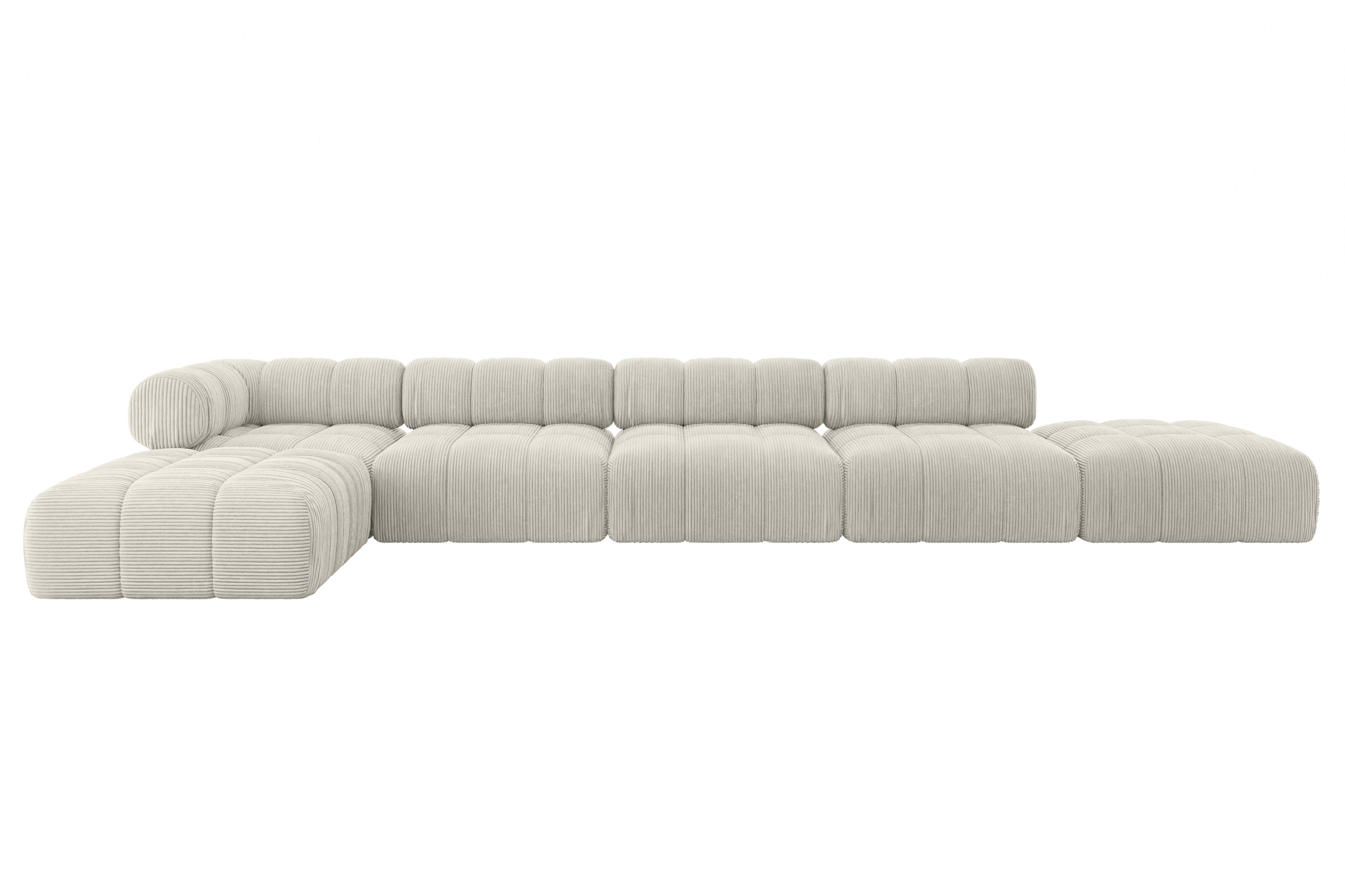 ECKSOFA modulares Sofa Kerru-L3 - 475x190x70 cm Creme Cord - Hellgrau/Creme, Holzwerkstoff/Textil (475/190cm) - ALTDECOR