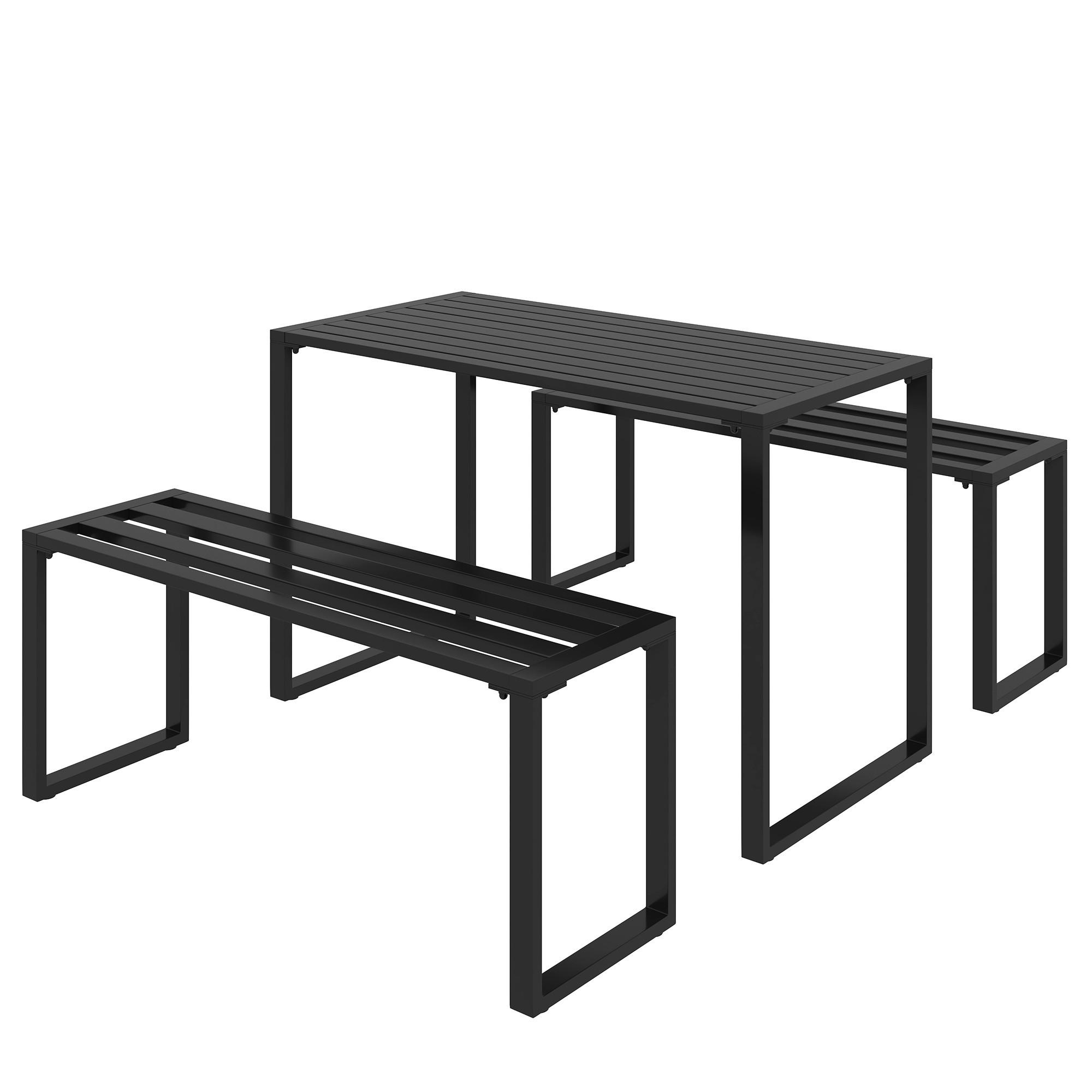 MÖBELSET Festgarnitur, Schwarz, Metall - Schwarz, Metall - Outsunny