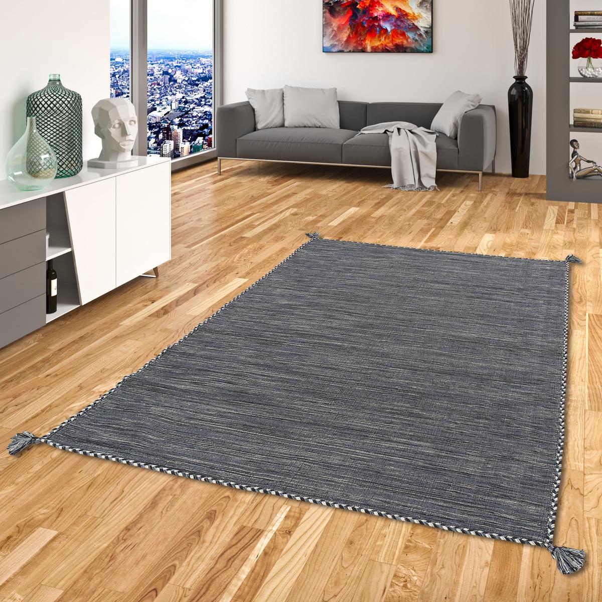 NATUR TEPPICH KELIM PRICO - Anthrazit, Textil (200/300cm) - Pergamon
