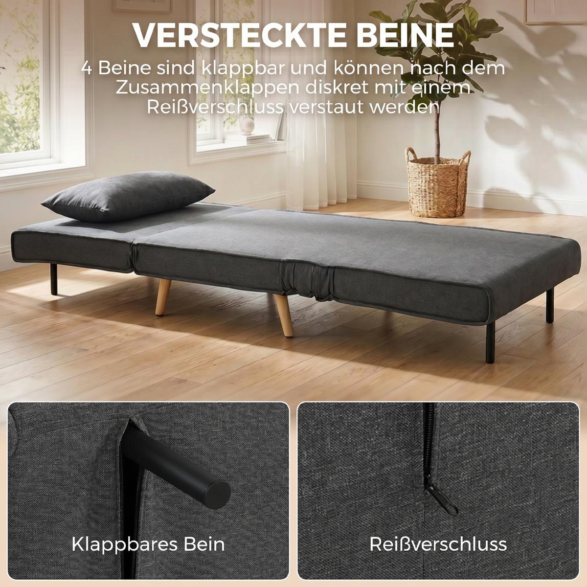 SCHLAFSESSEL Polyester Grau - Grau, Textil/Metall (78/80/94cm) - HOMCOM