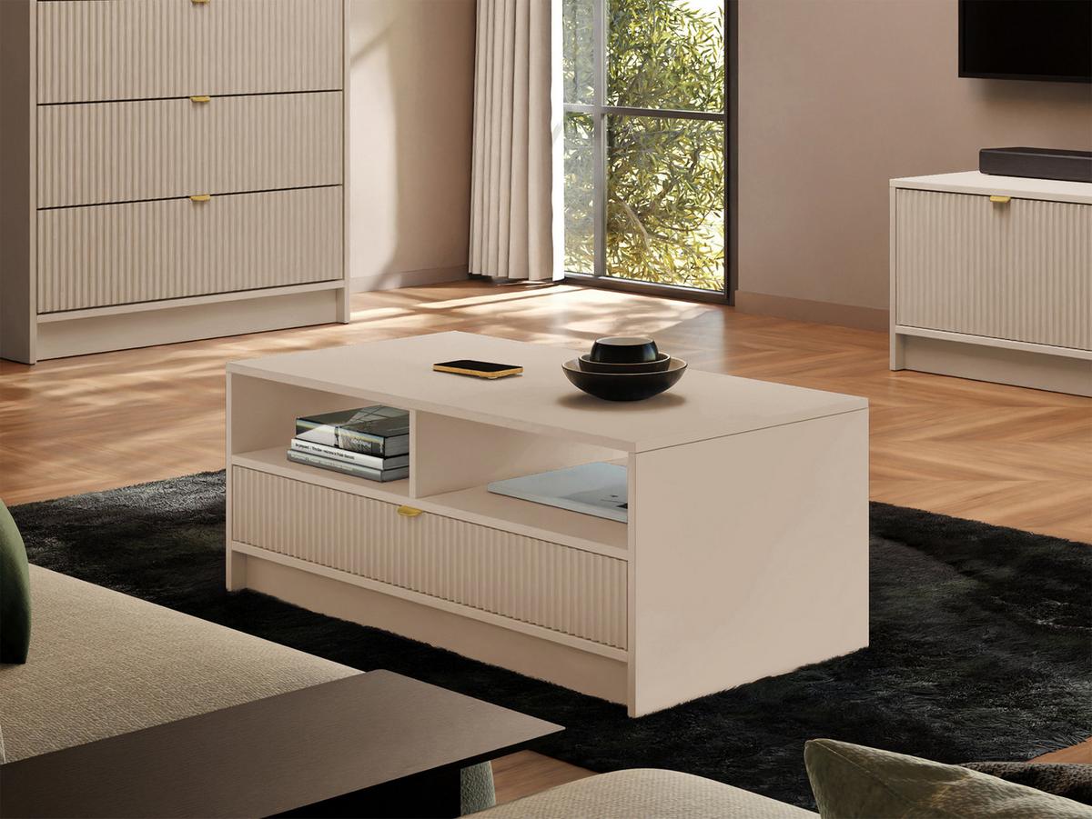 COUCHTISCH Tireno - Sandfarben/Goldfarben, Holzwerkstoff/Metall (50/100/40cm) - MIRJAN24