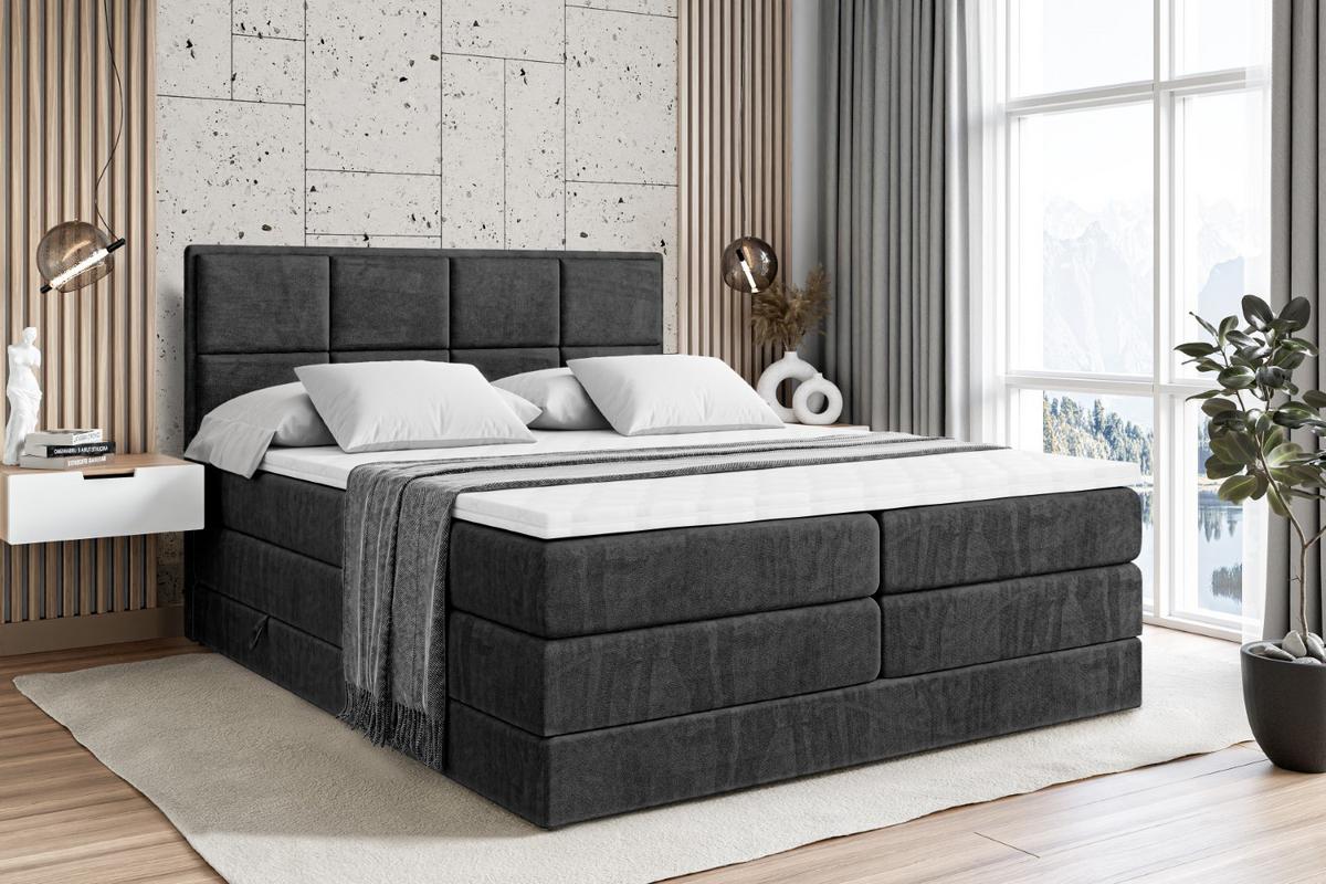 BOXSPRINGBETT NOVA KING - 140 x 200 - H3/H4 - Schwarz - Schwarz, Holzwerkstoff (140/200cm) - ALTDECOR