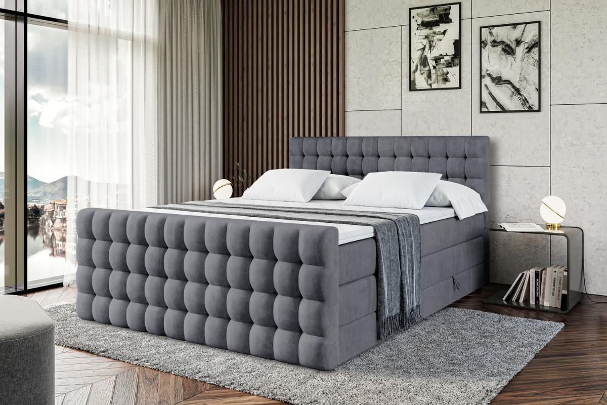 BOXSPRINGBETT VIONE-Z KING - 180 x 200 - H3/H4 - Dunkelgrau - Dunkelgrau, Holzwerkstoff (180/200cm) - ALTDECOR