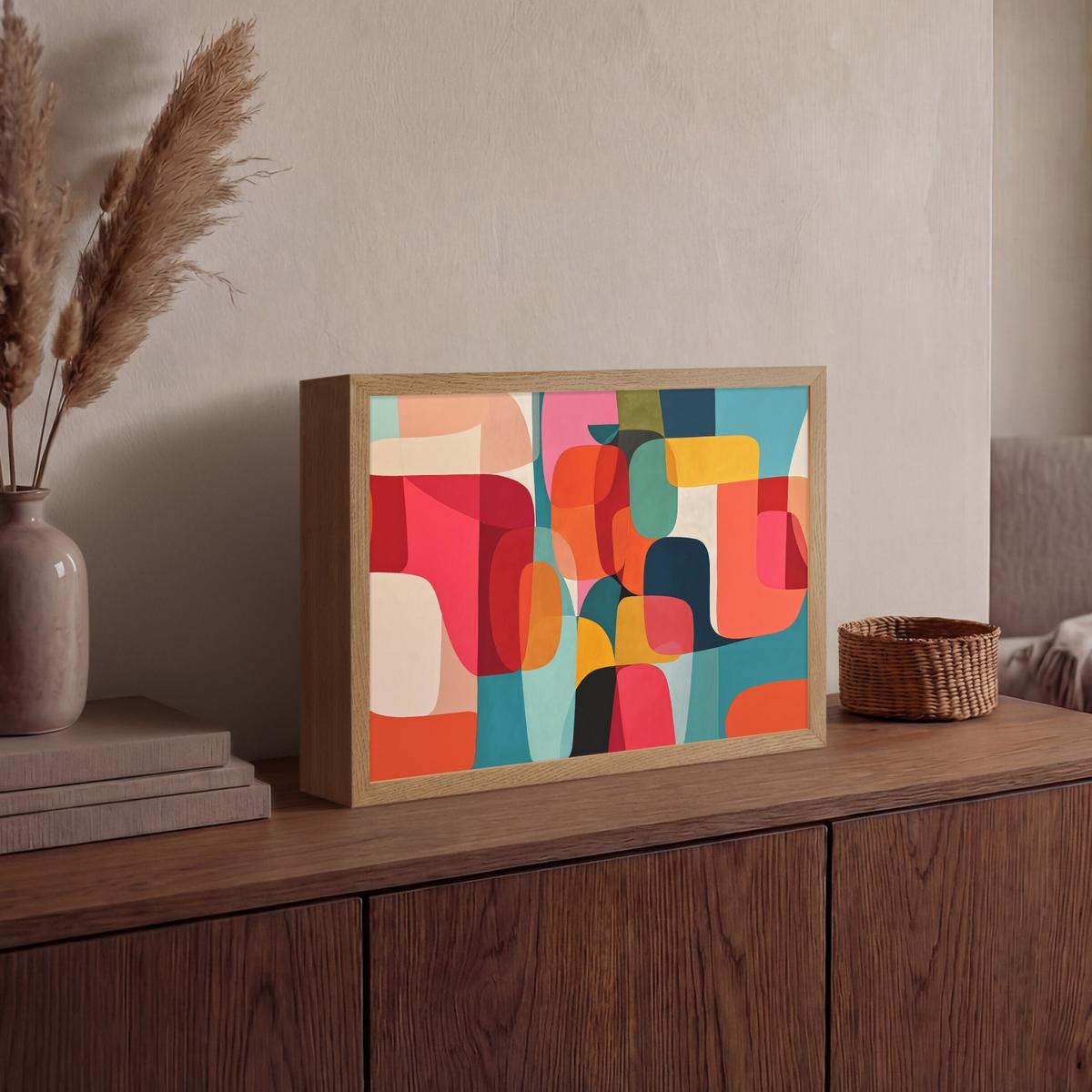 WANDLEUCHTE MIT AKKU Formen - Bunt - Abstrakt - Flugzeuge 40x30 cm - Multicolor, Holzwerkstoff (40/30/8cm) - OnlyWow