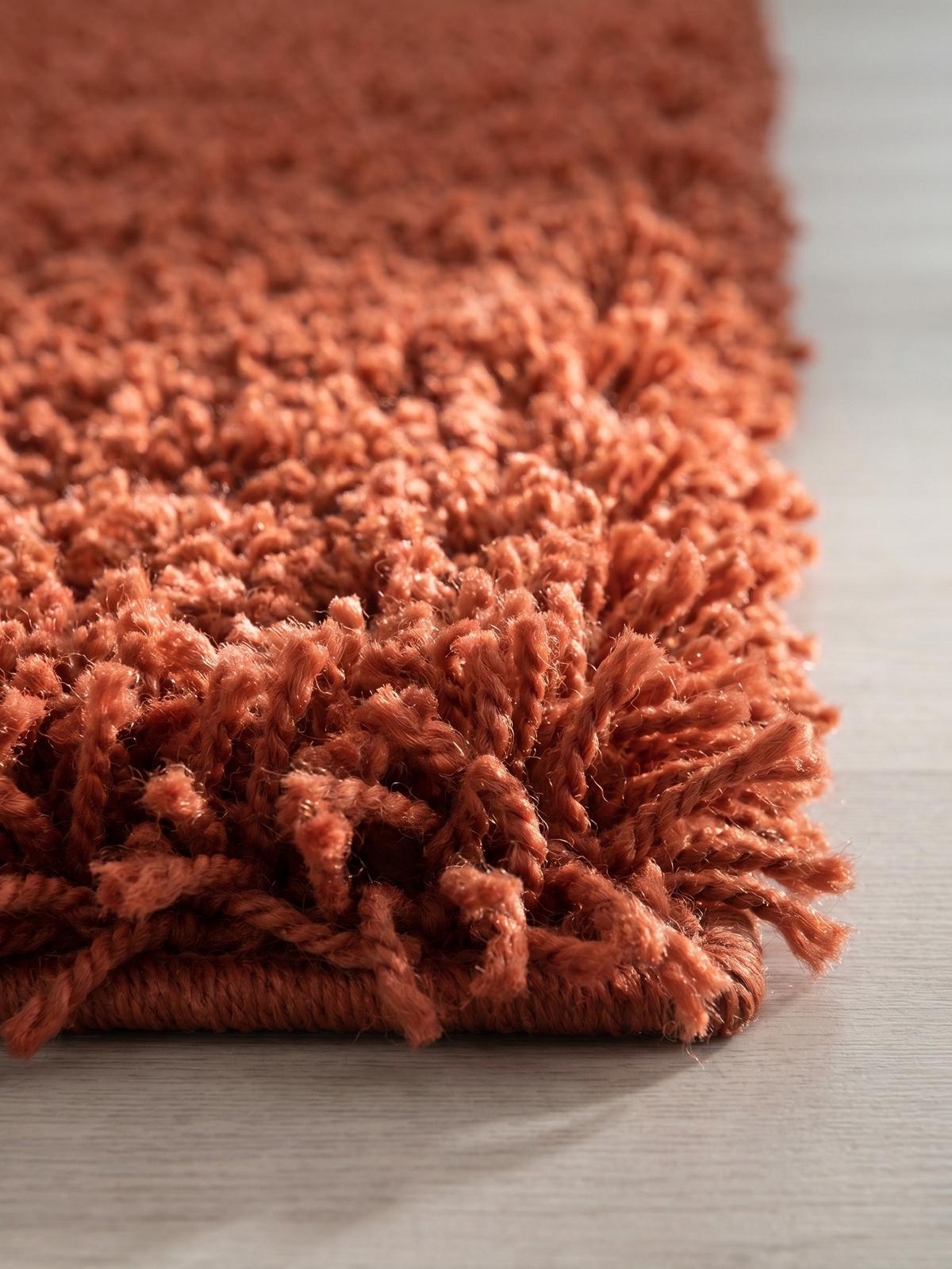 HOCHFLORTEPPICH RHEIN, einfarbig, aus Polypropylen, Terrakotta, 80 x 150 cm - Orange, Textil (150/80cm) - KADIMA DESIGN