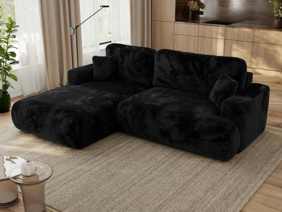 ECKSOFA OVO L Schwarz Plüsch - Links Seite - Schwarz, Kunststoff/Textil (271/195cm) - MKS