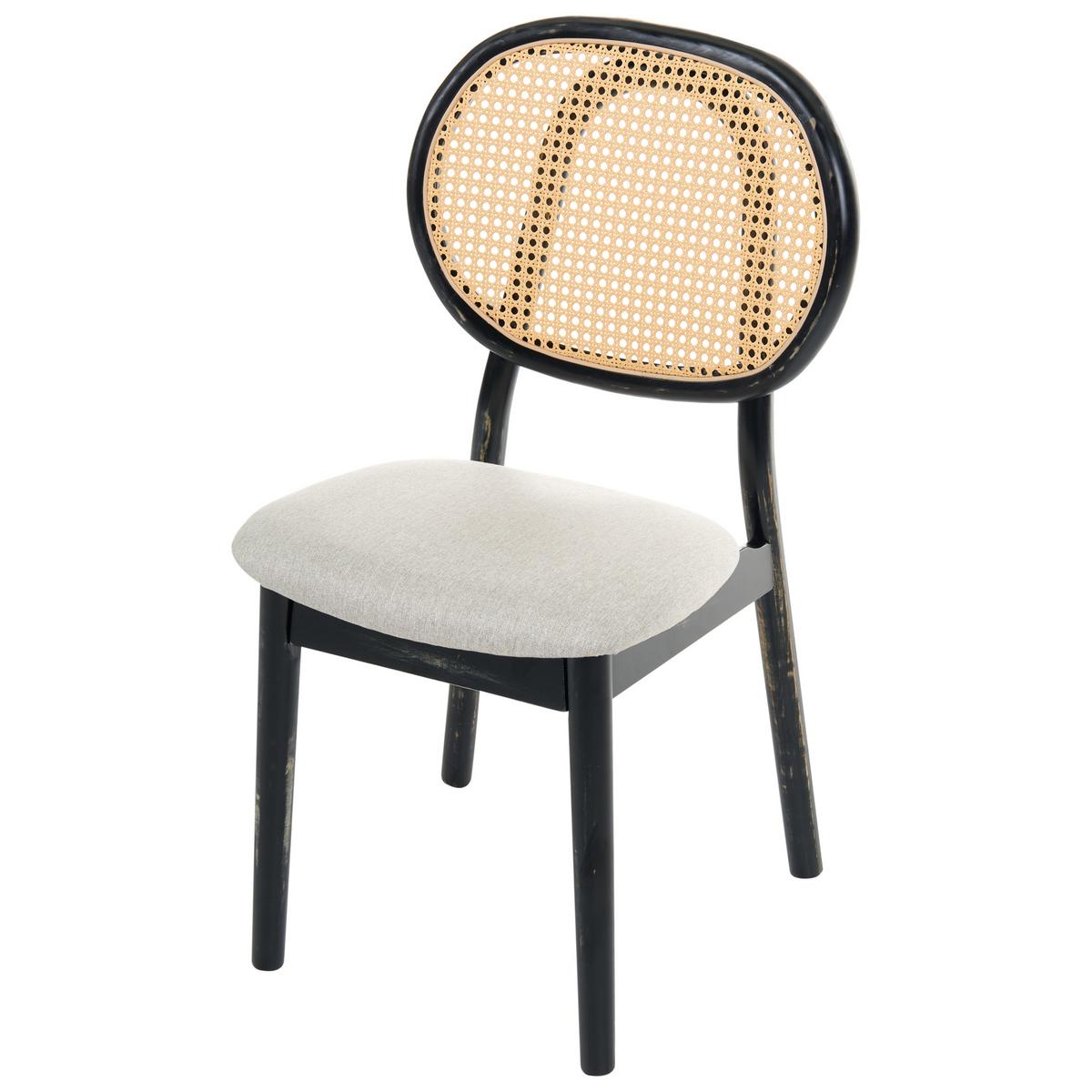 STUHL 2er-Set Holz Schwarz/Beige Gaviota - Schwarz, Holz (49/88/55cm) - Beliani