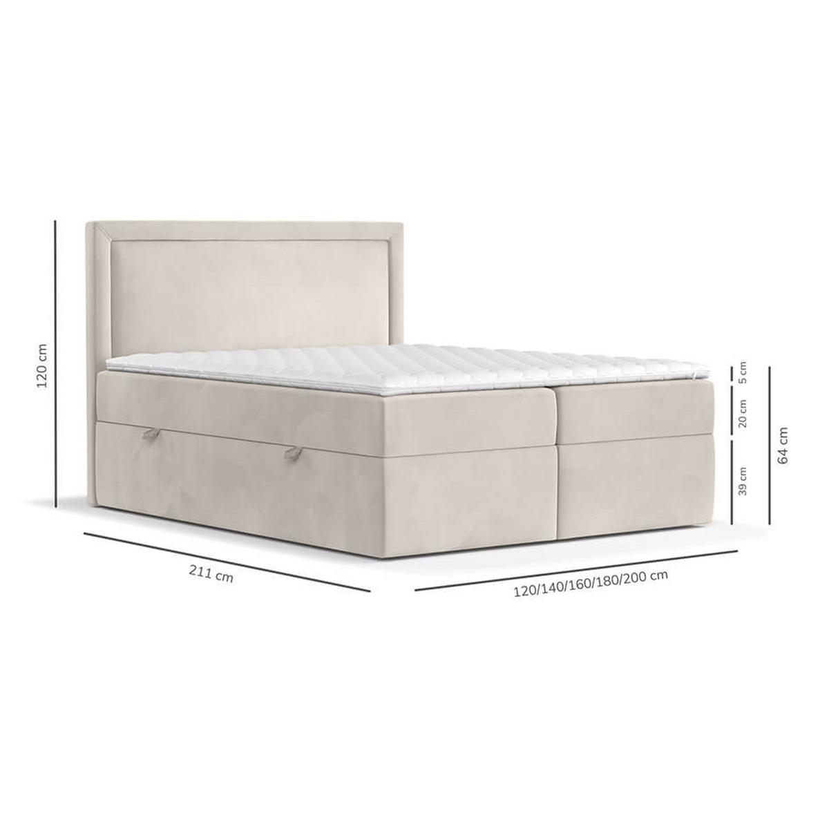 BOXBETT Jodan 200/200 cm Creme im Megan Stoff - Creme/Schwarz, Holz/Holzwerkstoff (200/200cm) - AltaBeds