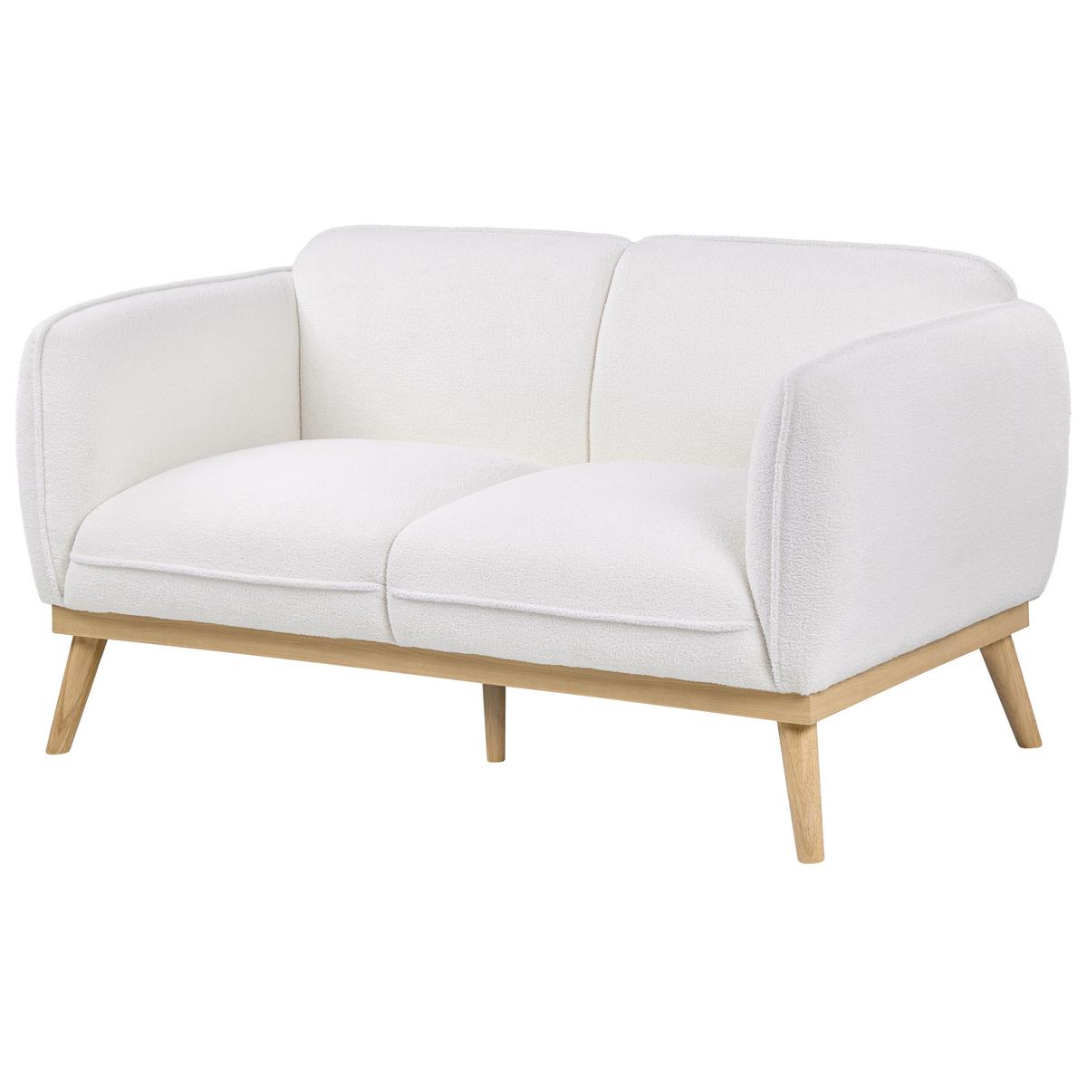 2-SITZER-SOFA Bouclé Weiß Ljung - Hellbraun, Textil (160/82/82cm) - Beliani