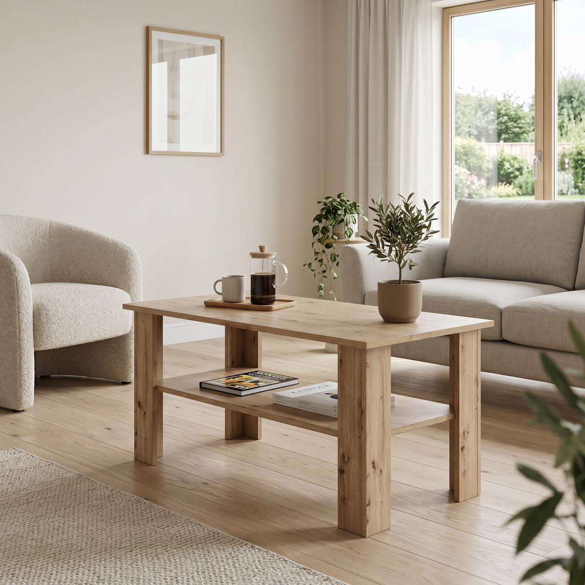 COUCHTISCH ALBANO 100 cm Eiche Artisan - Eiche Artisan, Holzwerkstoff (55/100/58cm) - MASSENO