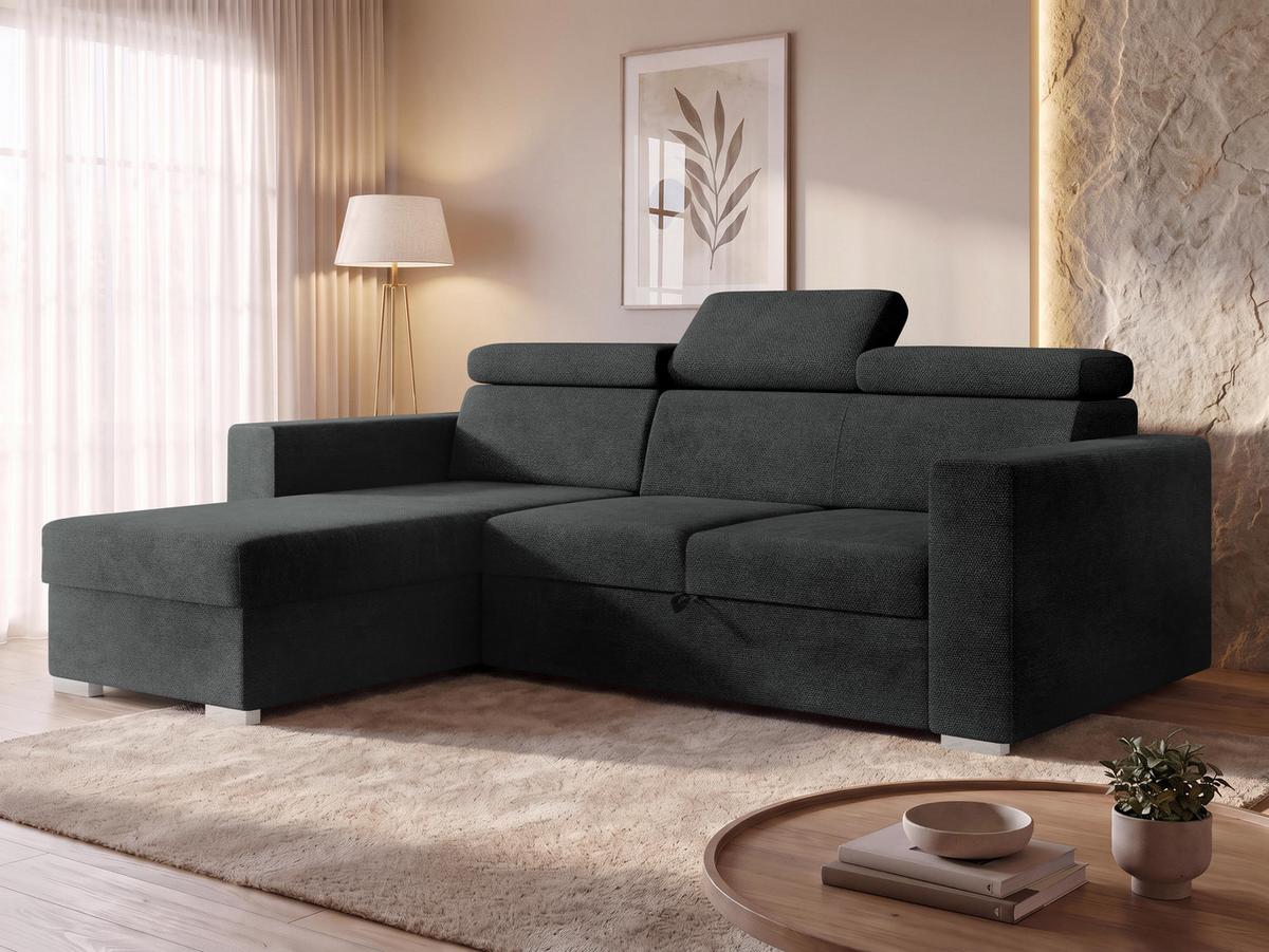 ECKSCHLAFSOFA Pedro 2rLC - Anthrazit/Silberfarben, Holz/Kunststoff (235/170cm) - MIRJAN24