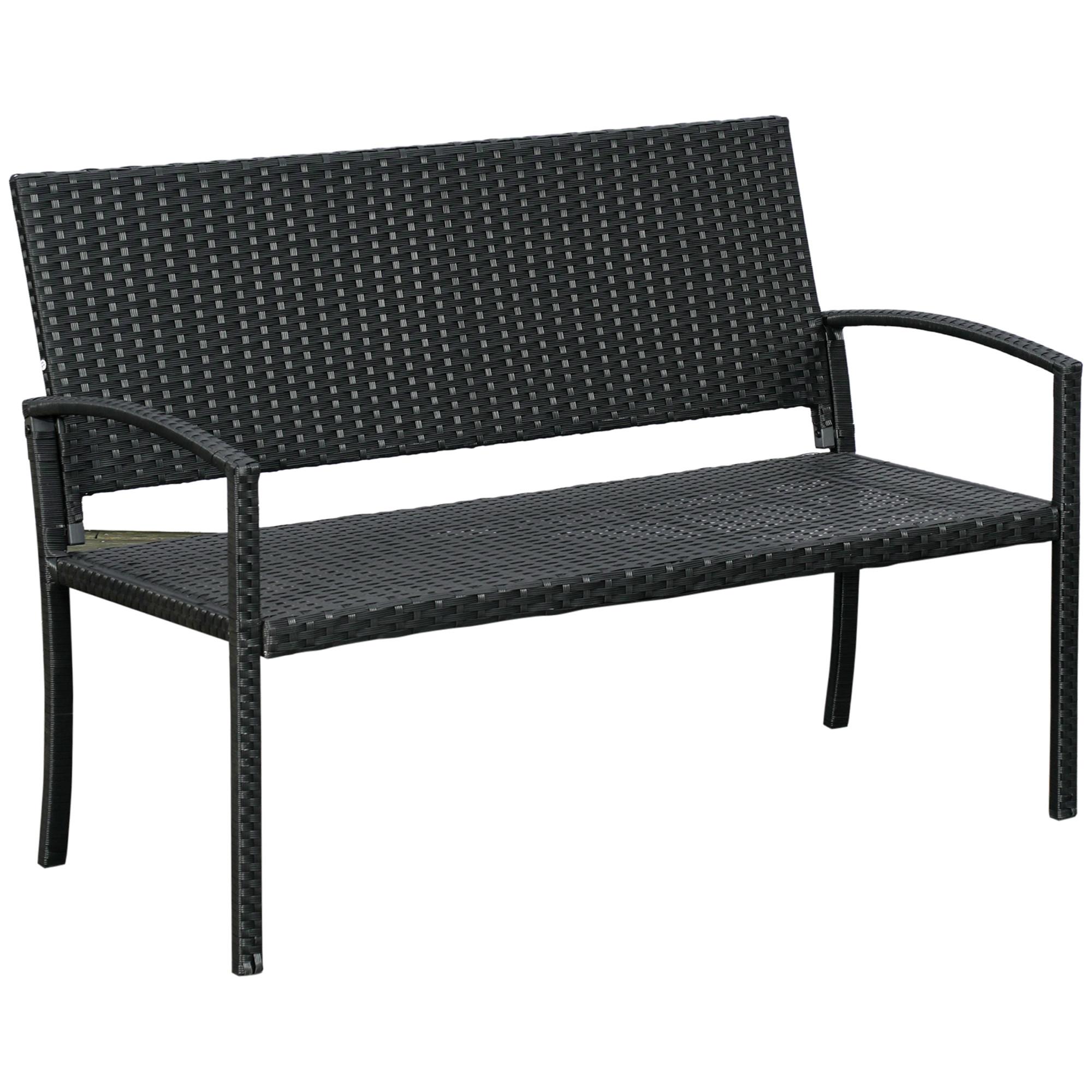 GARTENBANK für 2 Personen, bis 240 kg Belastbar, Schwarz, 122 x 60 x 85cm - Schwarz, Kunststoff (60/85/122cm) - Outsunny