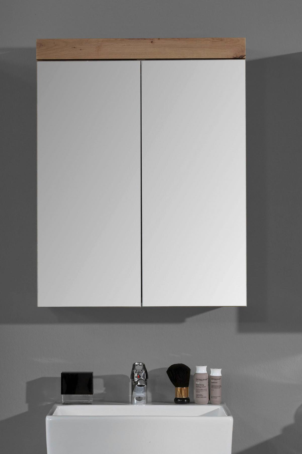 SPIEGELSCHRANK Asteiche 60 x 77 cm 2-türig, Badschrank modern - Eichefarben, Glas/Holzwerkstoff (60/77/17cm) - Top.Furn