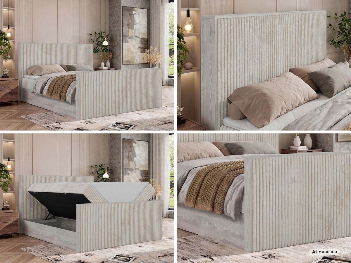 BOXBETT NORDIC DUO 200/200 - Beige Cord - Topper Visco - H3 - Beige/Schwarz, Kunststoff/Textil (200/200cm) - MKS