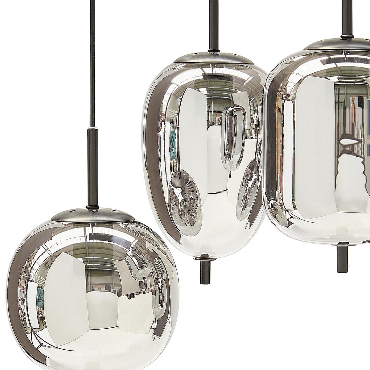 PENDELLEUCHTE Tarlo 90x35x122 cm - Silberfarben, Glas (35/90/122cm) - Beliani