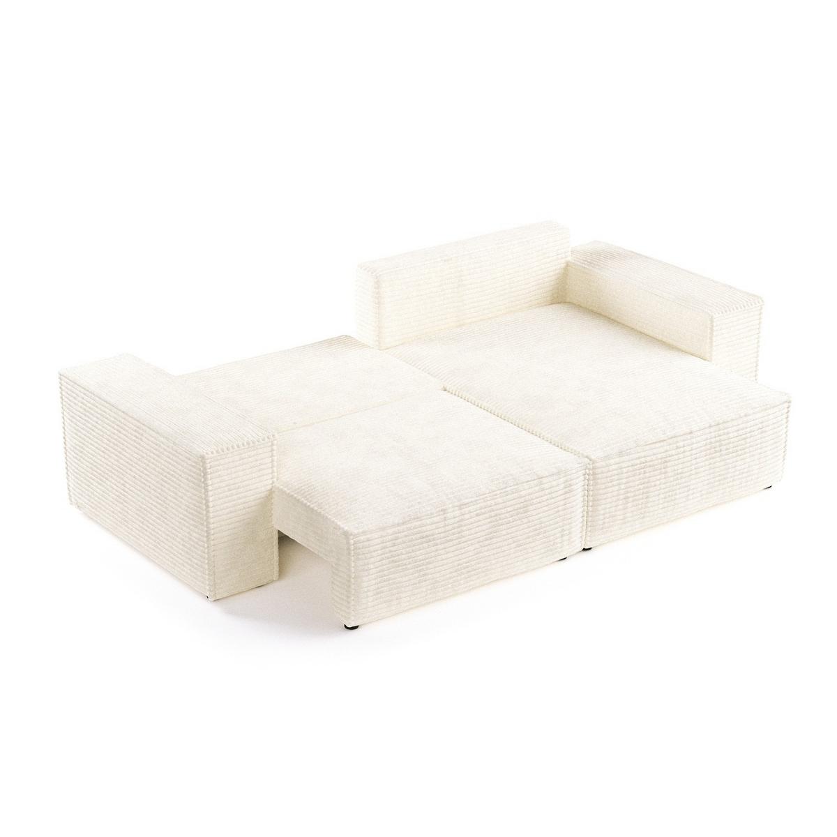 ECKSOFA CAVO mit Schlaffunktion Creme im Tilia Stoff - Creme/Schwarz, Holz/Holzwerkstoff (255/148cm) - AltaBeds