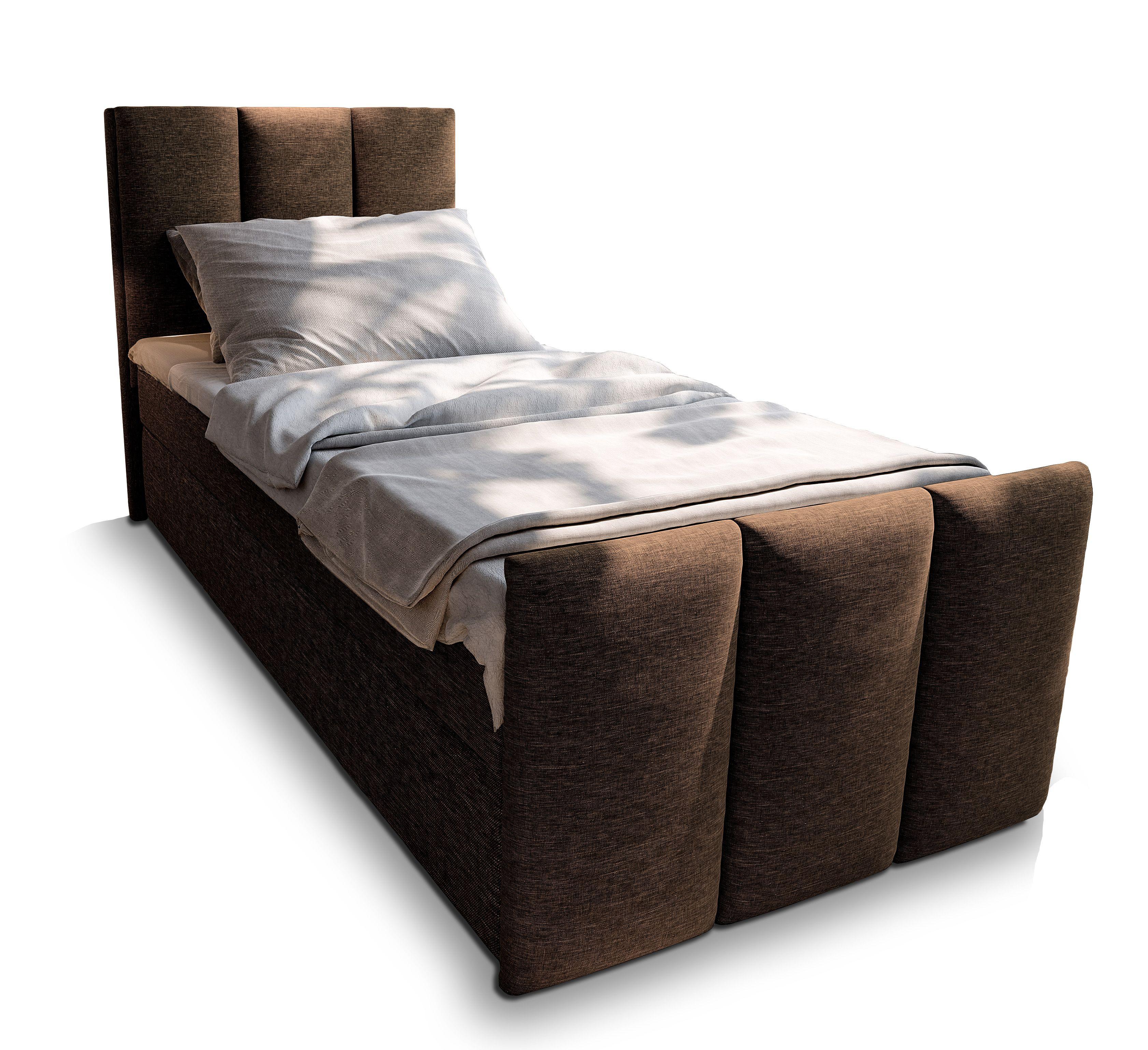 BOXBETT LAGO 100 100x200 cm mit Matratze und Topper - Braun - Braun, Holz (100/200cm) - MASSENO